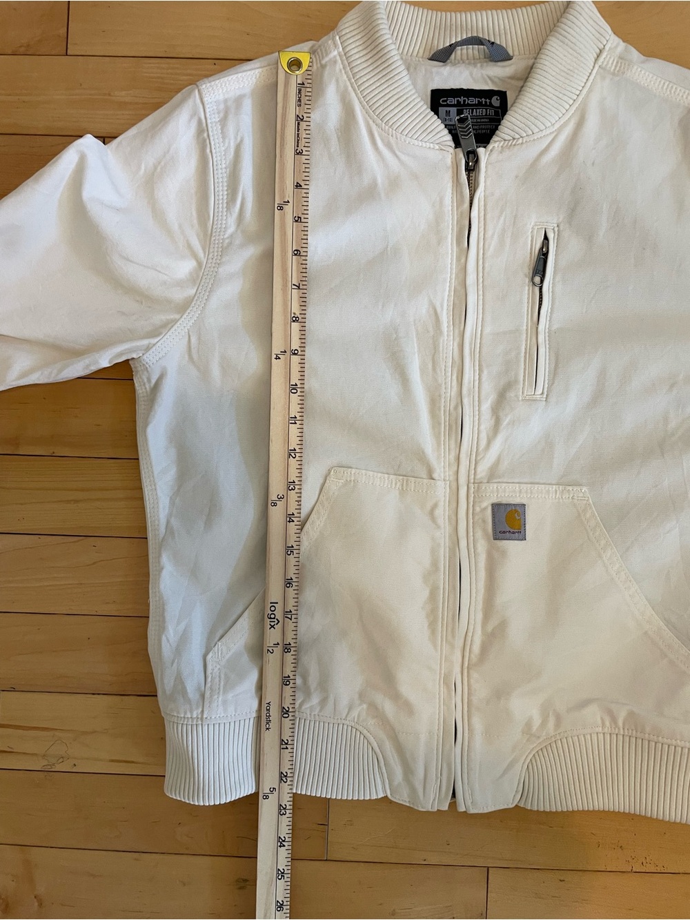 CARHARTT Women’s Crawford Bomber Jacket Coat, Ivory, Zip Up, SIZE S - Picture 10 of 11